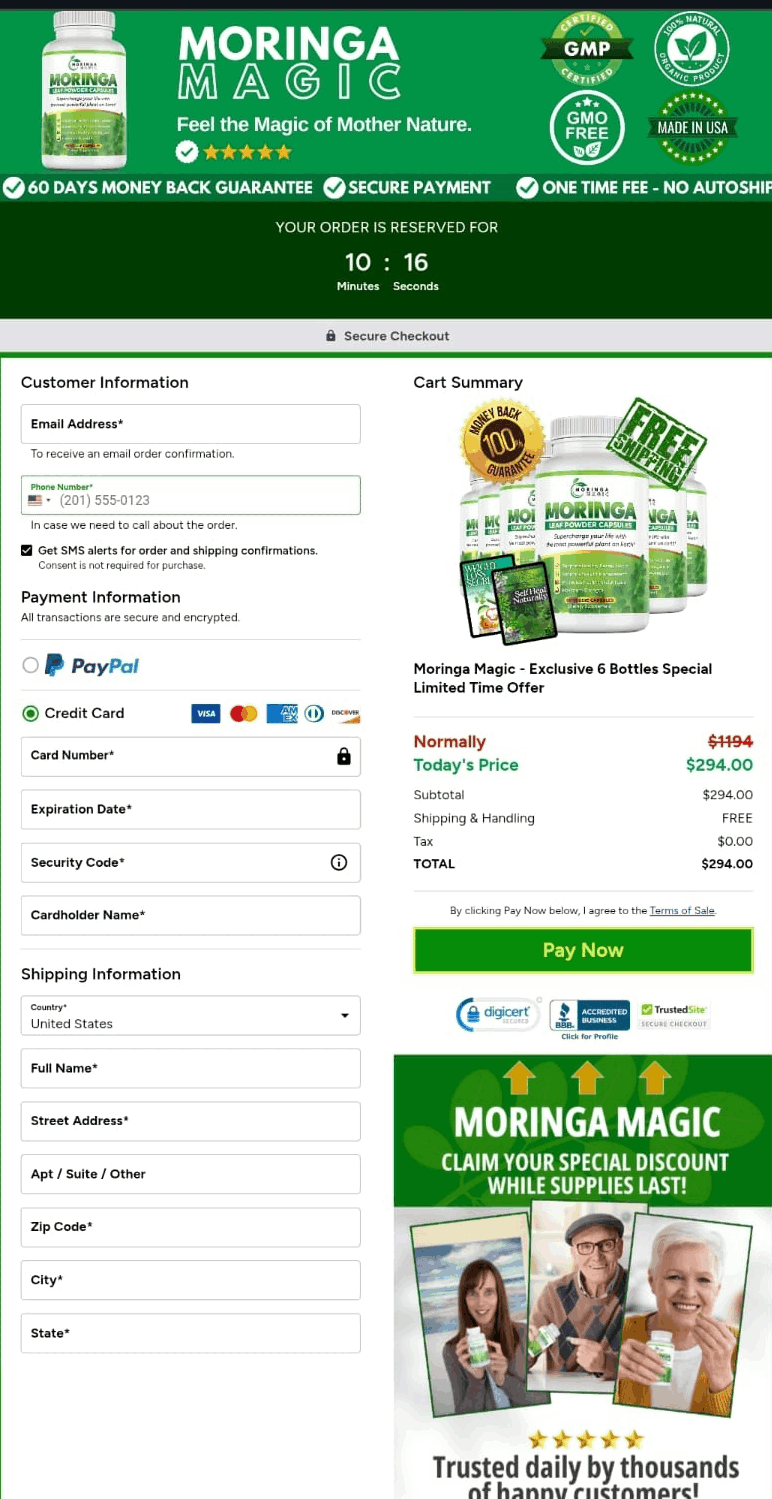 Moringa Magic Check out page new